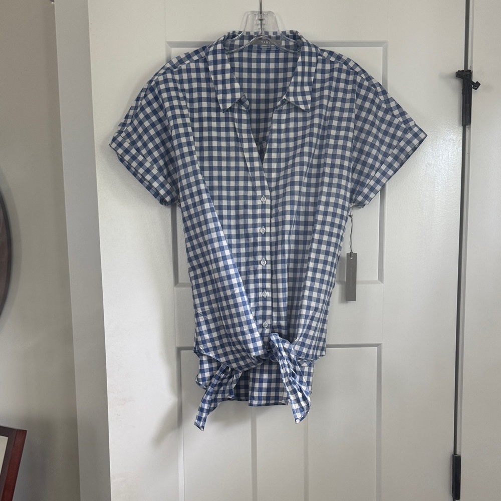 Tart Collections Blue and White Plaid Button-Down Shirt